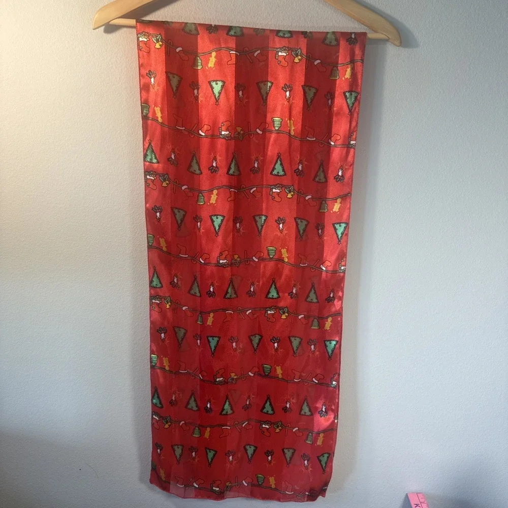 Women's Scarf‎ Red Christmas Tree Designed 59/Long 13 Wide Multicolor 1546
